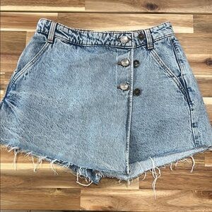 Zara Crossover Light Blue Denim Mini Skort